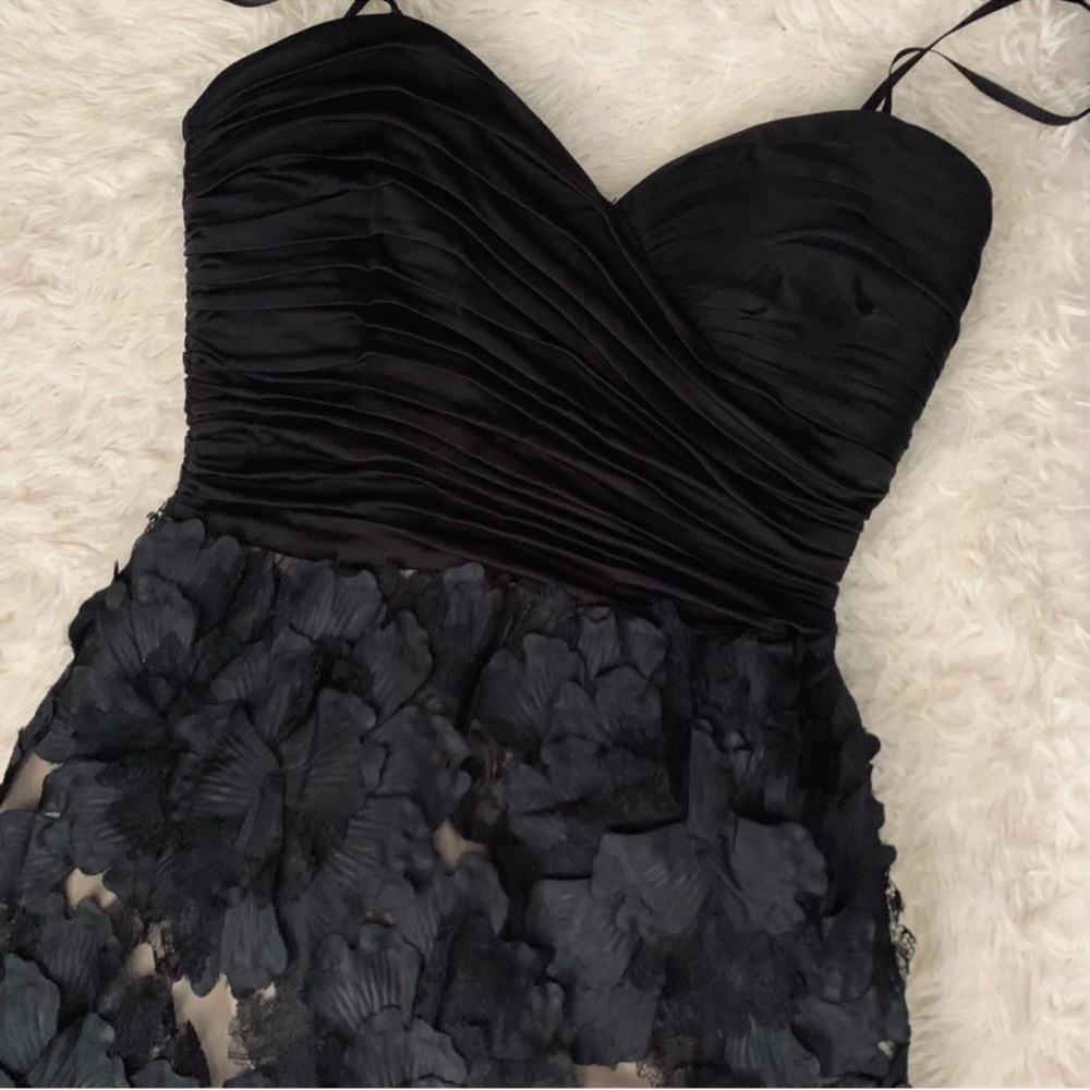 BCBG Max Azria Black Floral Appliqué Strapless Cocktail Dress Size 4 - Picture 4 of 8